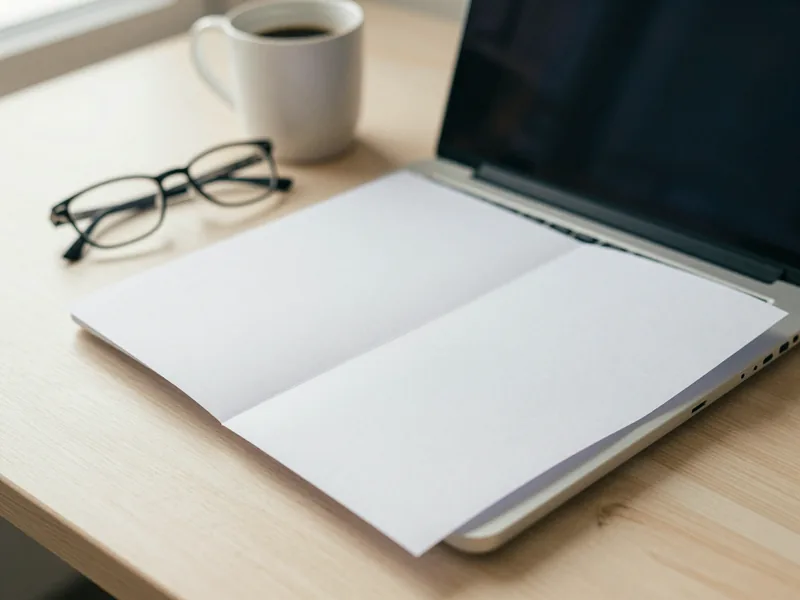 Aufgeschlagener Kuendigungsbrief auf einem Schreibtisch neben Laptop und Tasse.